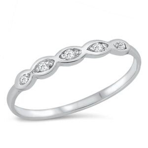 Delicate CZ Sterling Silver Ring – Marquise-Inspired Sparkle